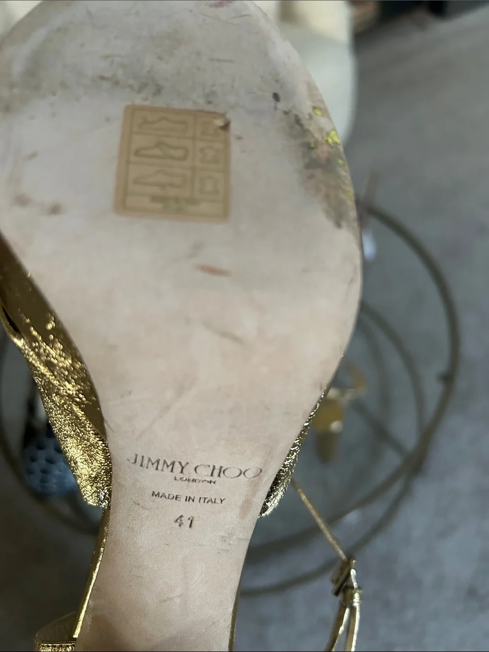 Jimmy Choo Metallic Gold Bow Block-Heel Sandals